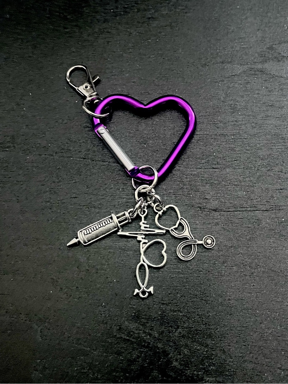 Purple Heart Cardiac Nurse Keychain